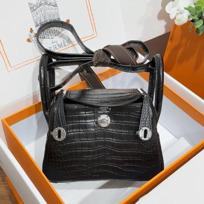 cheap quality Hermes Lindy mini 19 Matte Alligator Noir PHW  